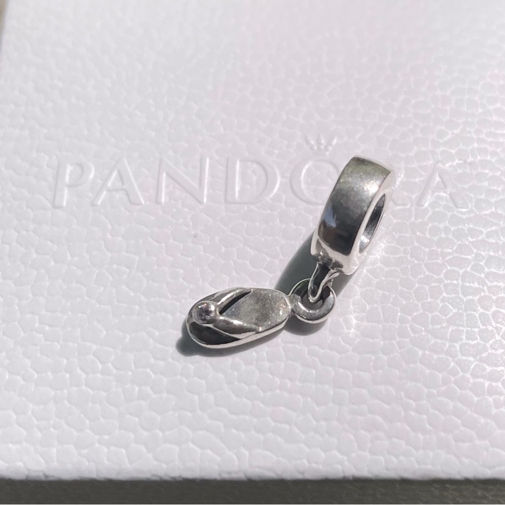 Authentic Pandora flip flop sandal dangle charm sterling silver and cz